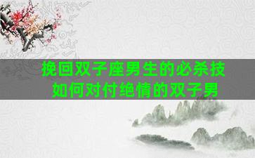 挽回双子座男生的必杀技 如何对付绝情的双子男